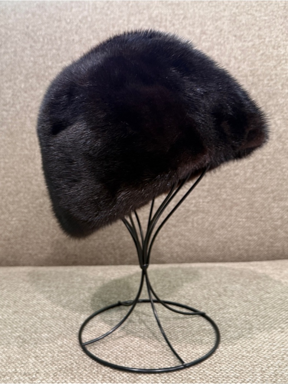 Luxurious Dark Mink Cloche Hat